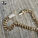 Hip Hop Gold PT Lab Diamond Iced Lock 10mm 24", 30 Miami Cuban Chain Necklace