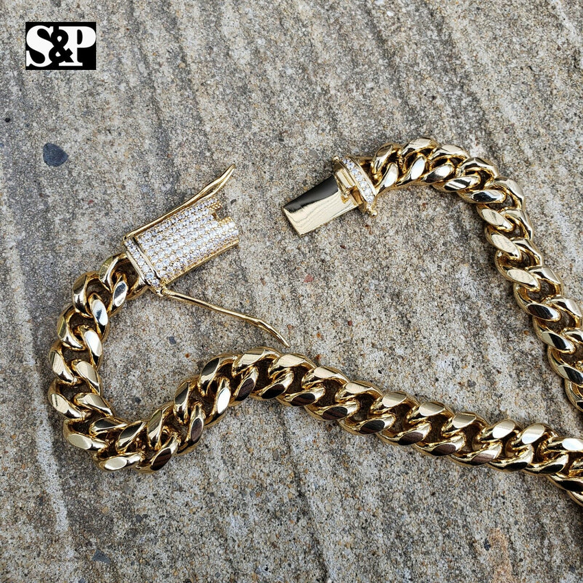 Hip Hop Gold PT Lab Diamond Iced Lock 10mm 24", 30 Miami Cuban Chain Necklace