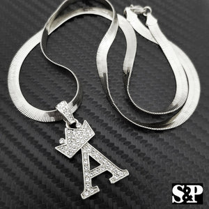 Unisex Iced Out Hip Hop Initial A Pendant & 5mm 20