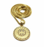 Iced Out Gold PT FREEMASON Masonic Pendant & 2mm 24" Box Chain Hip Hop Necklace