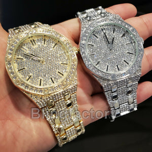 Luxury Men's Iced out Rapper's Lab Diamond Metal Band Dress Clubbing wrist Watch