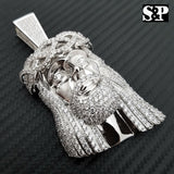 HIP HOP ICED OUT WHITE GOLD PLATED BRASS MICRO PAVE LARGE JESUS HEAD PENDANT