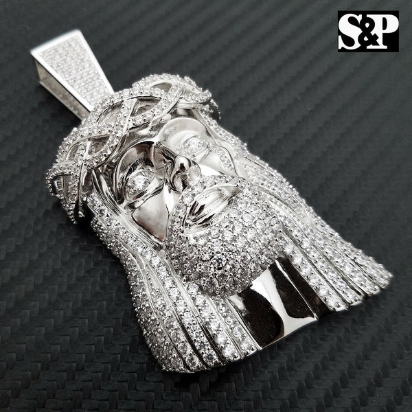 MaxBling81 Hip Hop Iced Out Jesus Head Pendant - Gold/Silver Tone Brass With Micro Pave Bling