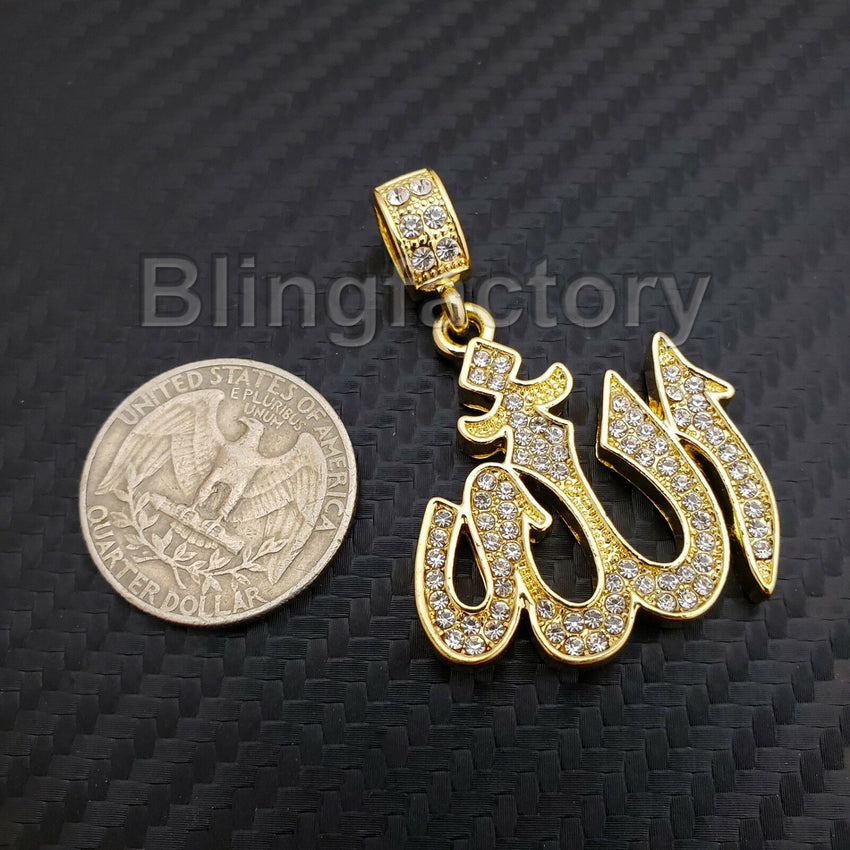 Hip Hop Iced Muslim Allah Pendant & 1 Row Diamond Tennis Choker Chain Necklace