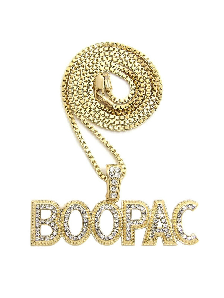 ICED OUT HIP HOP Lil Boosie BOOMPAC PENDANT 24" BOX, CUBAN, ROPE CHAIN NECKLACE