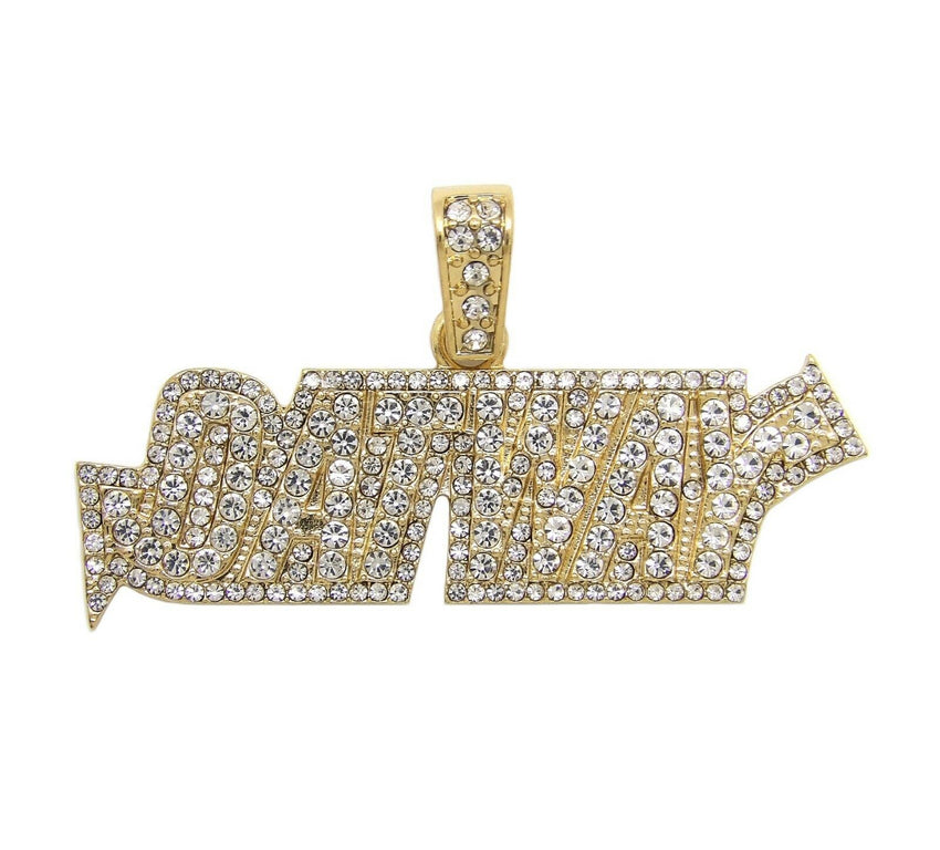 Iced Out QUAVO Bling DATWAY Pendant & Box, Cuban, Rope Chain Hip Hop Necklace