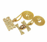 Hip Hop Pave SAVAGE 21 SLAUGHTER Pendant W/ 20" 24" Cuban Chain 2 Necklace Set