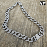 Hip Hop Full Iced Out White Gold plated 16",18", 20", 24", 30" Miami Cuban Link Choker Necklace