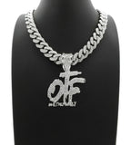 Hip Hop Only The Family OTF & 18" Full Iced out Cuban Link Choker Chain Necklace