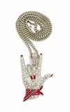 Women's Cardi B I Love You Hand Sign Pendant & 24" Box, Cuban Chain Necklace