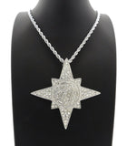 HIP HOP ICED OUT 5PERCENTER STYLE 7 STAR PENDANT & 4mm 24" ROPE CHAIN NECKLACE