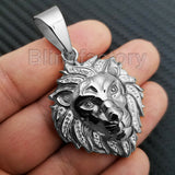 HIP HOP ICED OUT STAINLESS STEEL LAB DIAMOND LION HEAD PENDANT