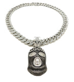 Hip Hop Goon Mask pendant 18" Full Iced out Box Lock Cuban Choker Chain Necklace