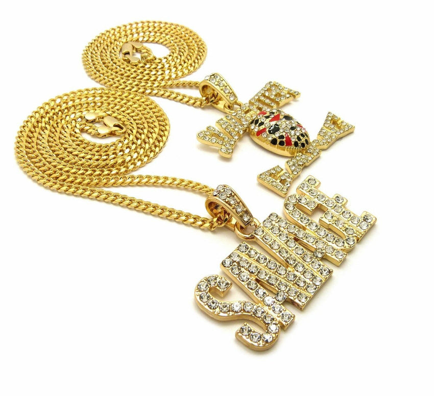 Hip Hop Pave SAVAGE 21 SLAUGHTER Pendant W/ 20" 24" Cuban Chain 2 Necklace Set