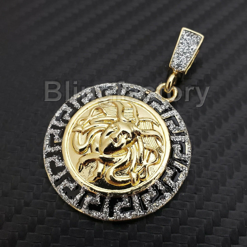 ICED OUT HIP HOP GOLD PLATED MEDUSA HEAD MEDALLION BLING PENDANT