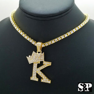 Hip Hop Initial K Pendant & 18