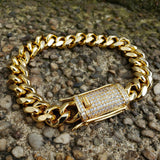 Hip Hop Gold PT Lab Diamond Iced Lock 10mm 24", 30 Miami Cuban Chain Necklace