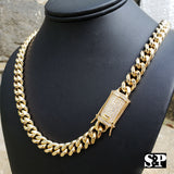 Hip Hop Gold PT Lab Diamond Iced Lock 10mm 24", 30 Miami Cuban Chain Necklace