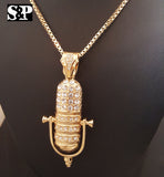 MEN ICED OUT HIP HOP GOLD PT QUAVO WATCH & MIC MICROPHONE NECKLACE COMBO SET