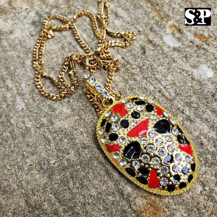 Iced Savage 21 Slaughter Gang Pendant & 3mm 24" Cuban Chain Necklace