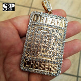HIP HOP ICED OUT GOLD PLATED LAB DIAMOND RAPPER'S LARGE DREAM CHASERS DC PENDANT