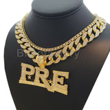Young Dolph PRE Pendant & 18" Full Iced Cuban & 1 ROW DIAMOND Choker Chain Necklace Set