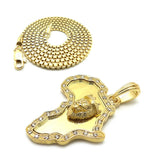 Iced Out Africa Lion King Pendant & 24" Box, Cuban, Rope Chain Hip Hop Necklace