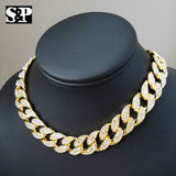 Hip Hop Uzi Vert Pendant w/ 18" Full Iced Cuban & 1 ROW DIAMOND Choker Chain Necklace Set