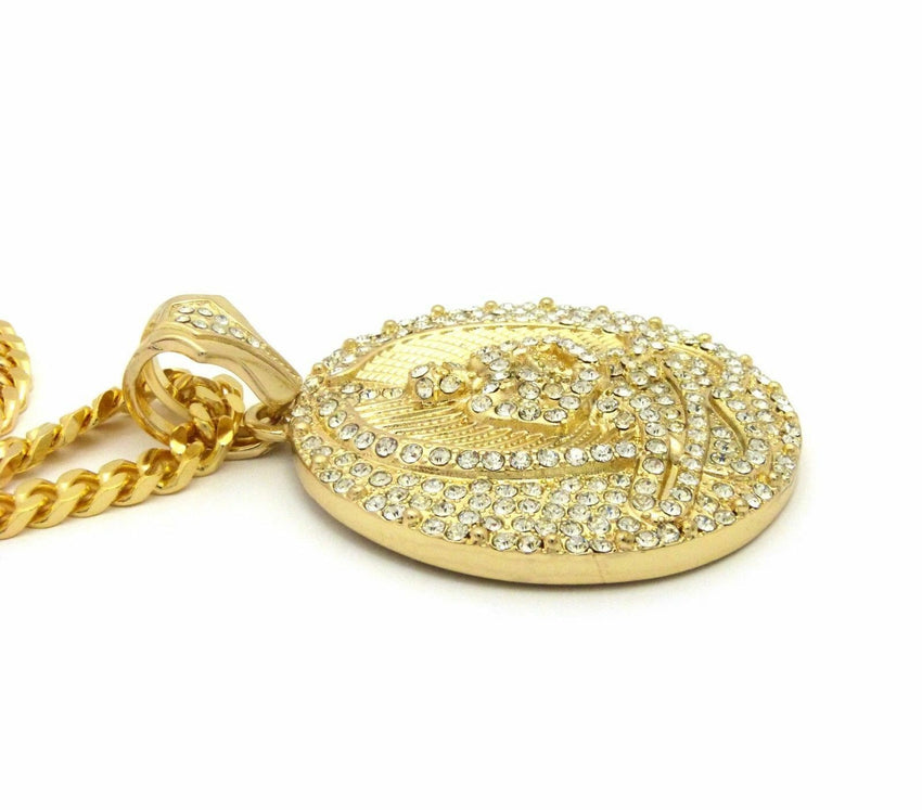 NEW ICED OUT 2PAC EUPHANASIA PENDANT W/ 6MM 30" BOX CUBAN CHAIN HIP HOP NECKLACE