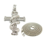 Iced Out Snake wrapped Cross Pendant 24" Box, Cuban, Rope Chain Hip Hop Necklace