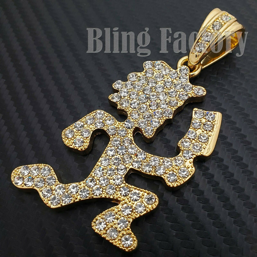 HIP HOP ICED LAB DIAMOND GOLD PLATED LARGE HATCHET MAN RUNNER PENDANT