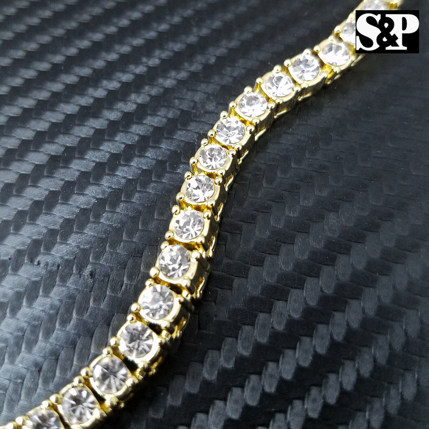 Hip Hop Rapper's Iced out Quavo Choker 18" 1 ROW DIAMOND TENNIS CHAIN NECKLACE