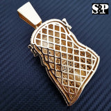 HIP HOP ICED OUT 14K GOLD PLATED BLING BRASS MICRO PAVE LARGE JESUS HEAD PENDANT