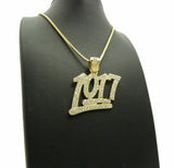 Iced Out Bling Number 1017 Pendant & 24" Box, Rope, Cuban Chain Hip Hop Necklace