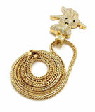 NEW ICED OUT BLING "DOUGH BOY" PENDANT & 4mm 36" FRANCO CHAIN HIP HOP NECKLACE