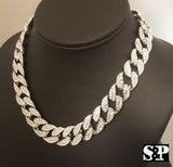 Hip Hop Uzi Vert Pendant w/ 18" Full Iced Cuban & 1 ROW DIAMOND Choker Chain Necklace Set