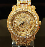 Men's Hip Hop Iced Out Lab Diamond Watch & Ankh pendant 1 Row Tennis Chain Set