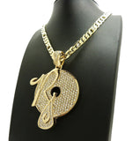 Iced Out Hip Hop Rocafella Pendant & 7mm 30" Lab Diamonds Figaro Chain Necklace