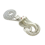 HIP HOP ICED OUT SILVER PLATED COBRA SNAKE PENDANT & 4mm24" ROPE CHAIN NECKLACE