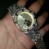 Luxury Men's Iced Rapper's Lab Diamond Metal Band Dress Clubbing wrist Watch