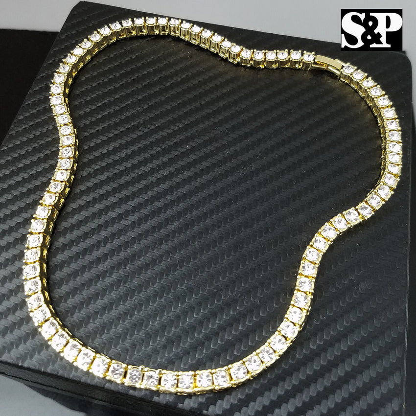 Hip Hop Rapper's Iced out Quavo Choker 18" 1 ROW DIAMOND TENNIS CHAIN NECKLACE