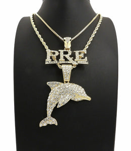 Hip Hop Iced Out Dolphin, PRE Pendant & 24