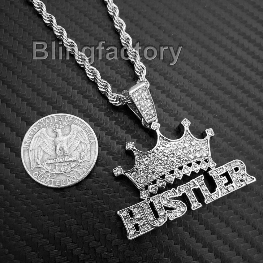 MaxBling81 Hip Hop Iced Lab Diamond Star Of David Pendant With 24" Rope Chain Necklace