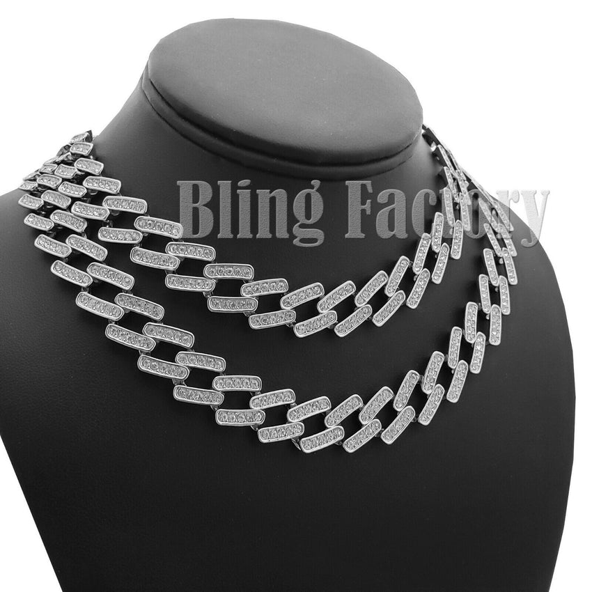 Iced Out Hip Hop Rapper's 8.5", 16",18", 20" Prong Miami Cuban Choker Necklace