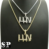 ICED OUT RAPPER'S MINI LUV PENDANT & 20", 24" BOX CHAIN HIP HOP NECKLACE SET