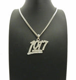 Iced Out Mini Number 1017 Pendant & 24" Box, Cuban, Rope Chain Hip Hop Necklace