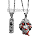 Hip Hop Iced out Saw & XANAX Pendant & 20" 24" Rope, Cuban Chain Necklace set