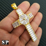 ICED OUT HIP HOP FASHION STAINLESS STEEL CRYSTAL CHRISTIAN CROSS PENDANT CHARM
