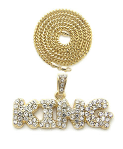 Iced Out Bubble Letter KING Pendant & 24