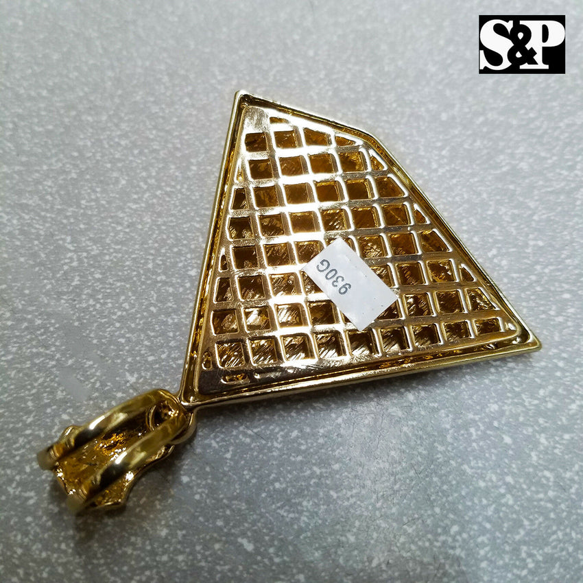 HIP HOP RAPPER'S ICED OUT GOLD PLATED EGYPTIAN ANKH CROSS PYRAMID PENDANT